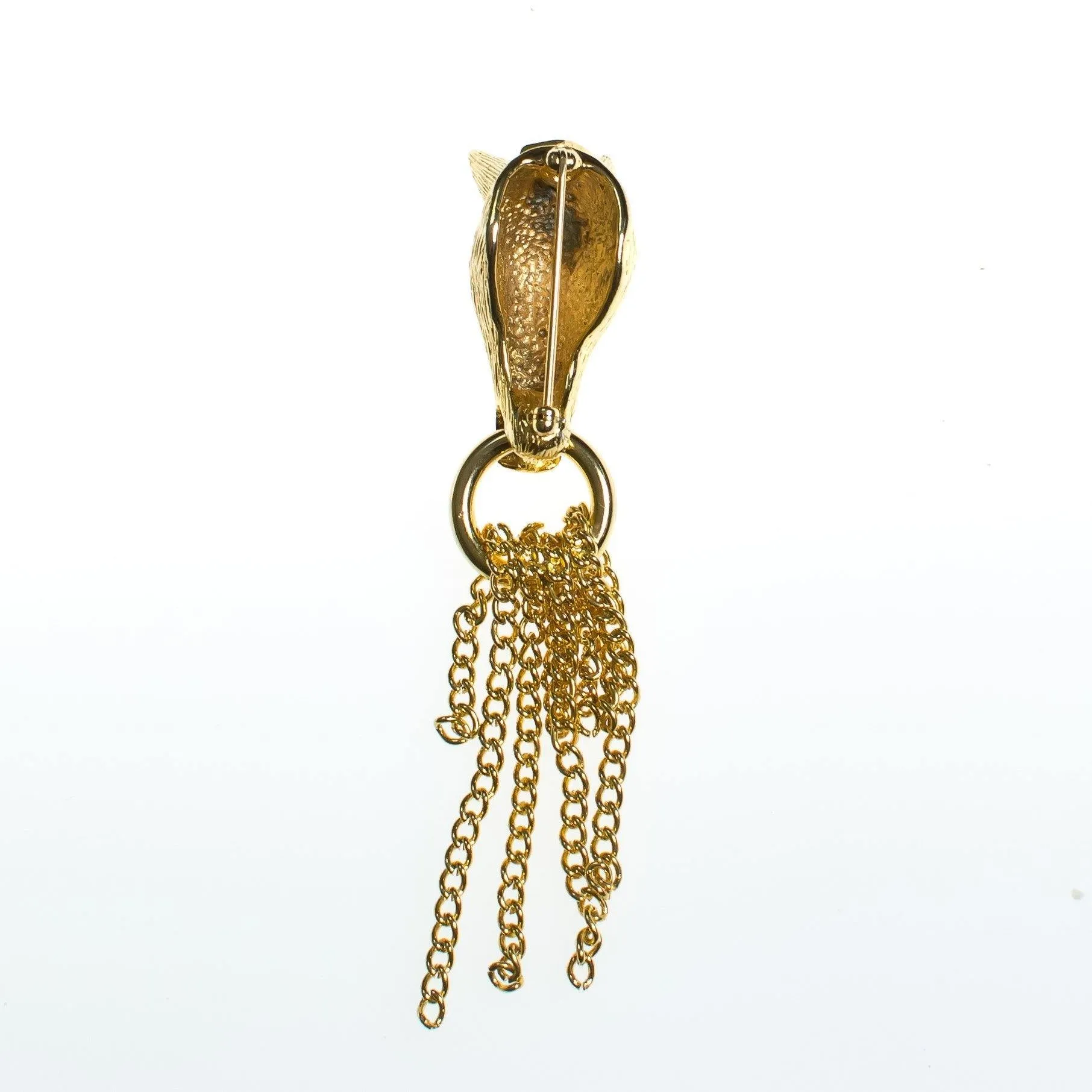 Vintage Gold Horse Brooch with Tassels