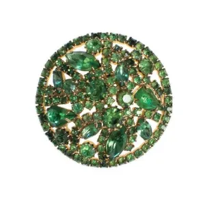 Vintage Green Rhinestone Brooch