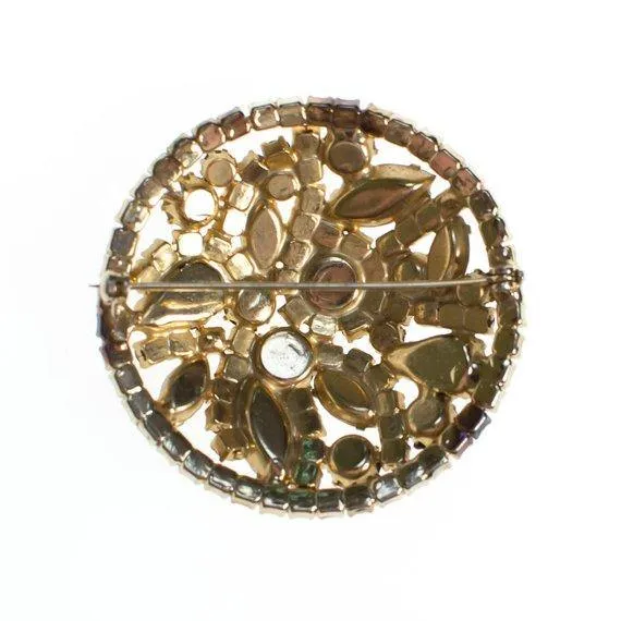 Vintage Green Rhinestone Brooch