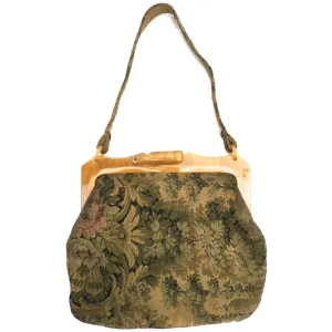 Vintage Ladies Purse Tapestry & Celluloid Frame 1920s