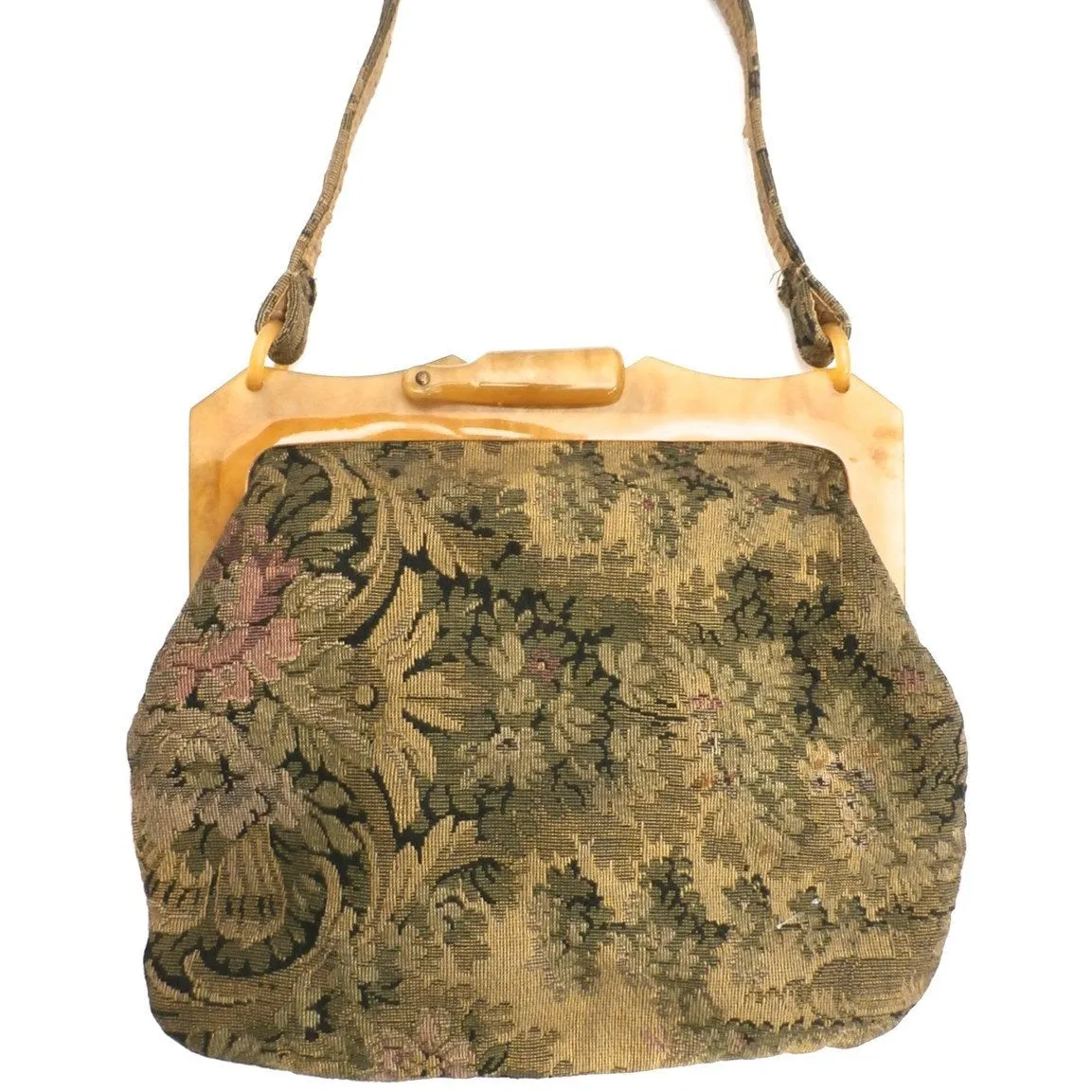 Vintage Ladies Purse Tapestry & Celluloid Frame 1920s