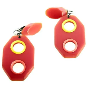 Vintage Mod Geometric Plastic Orange & Yellow Drop Earrings 1960s