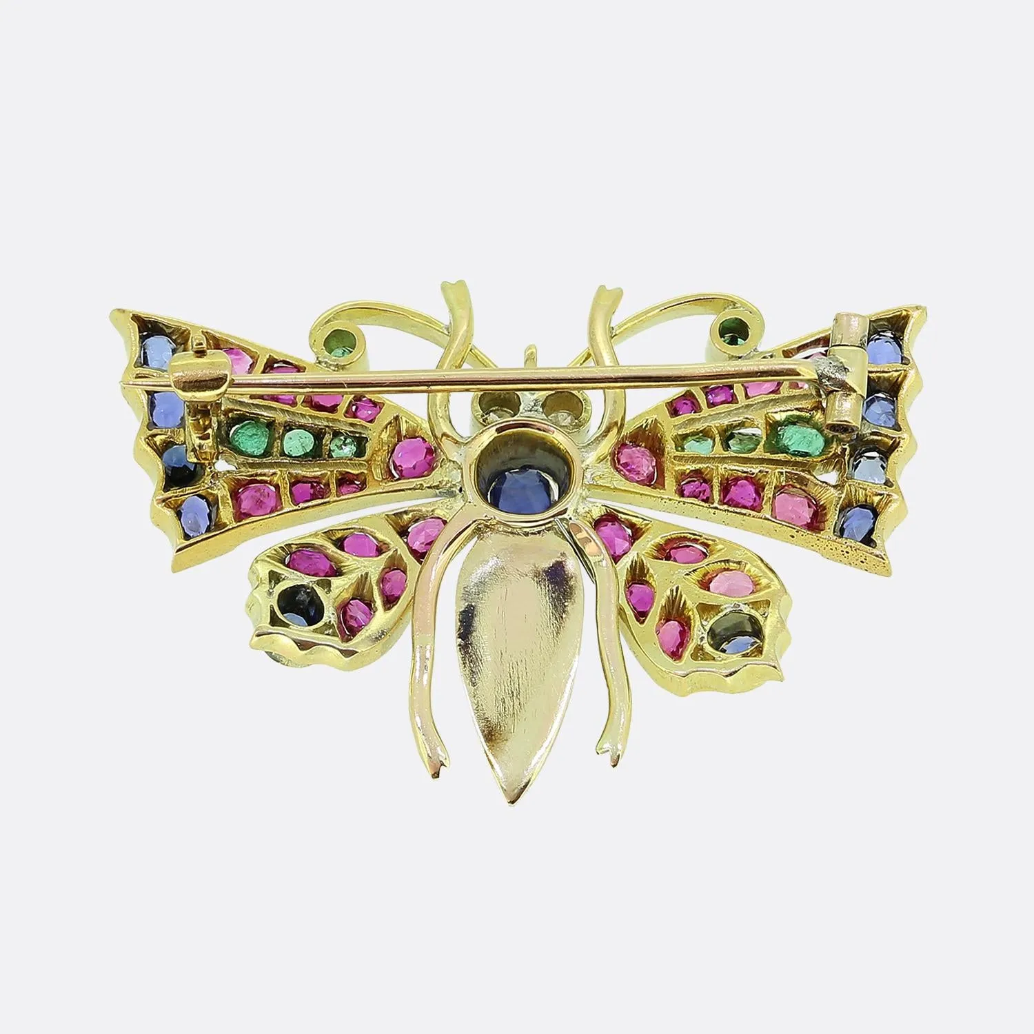 Vintage Multi Gemstone Butterfly Brooch