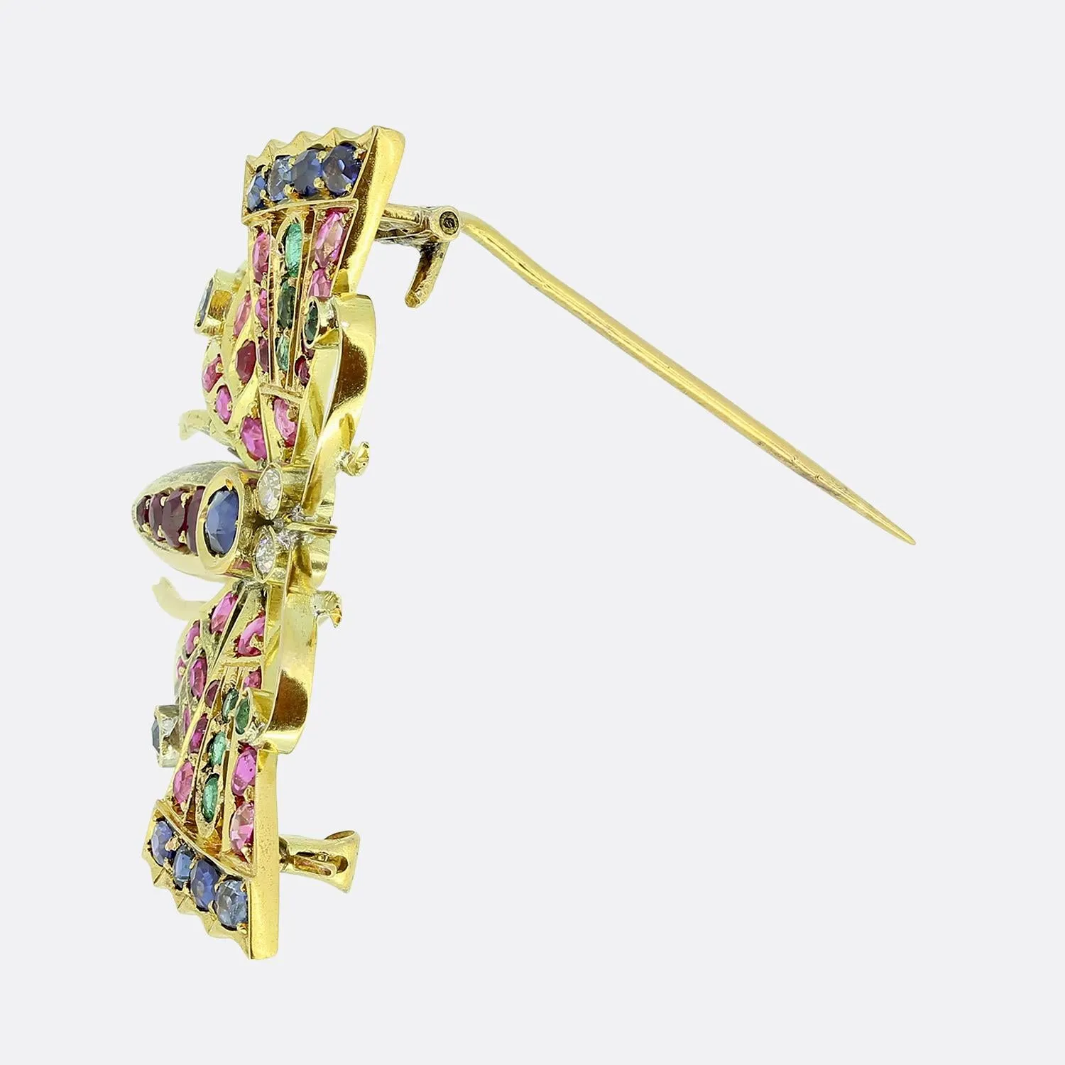 Vintage Multi Gemstone Butterfly Brooch