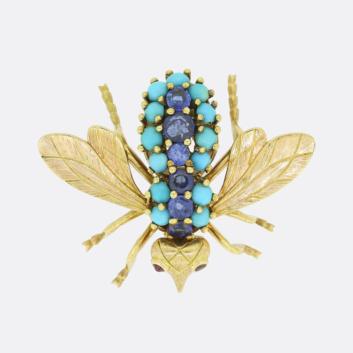 Vintage Sapphire and Turquoise Insect Brooch