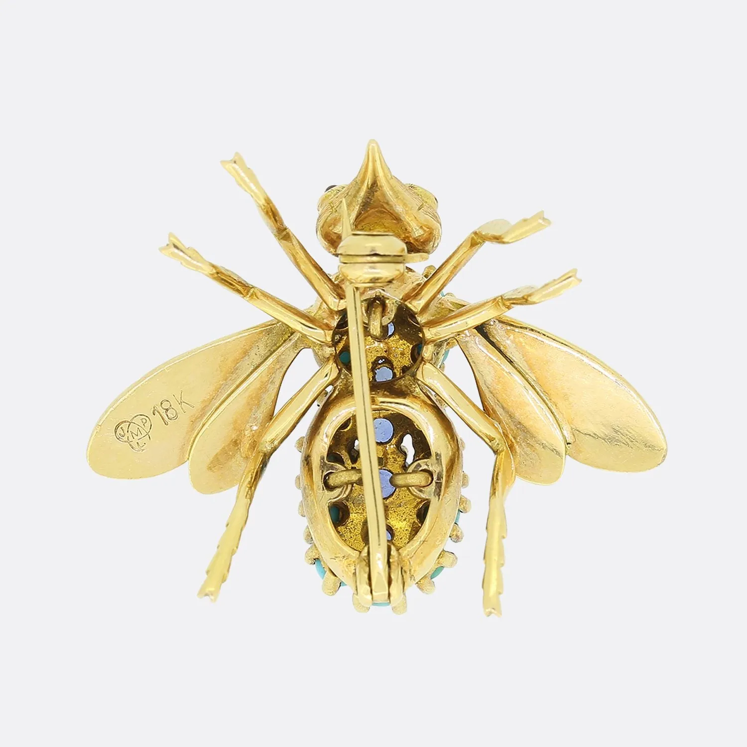 Vintage Sapphire and Turquoise Insect Brooch