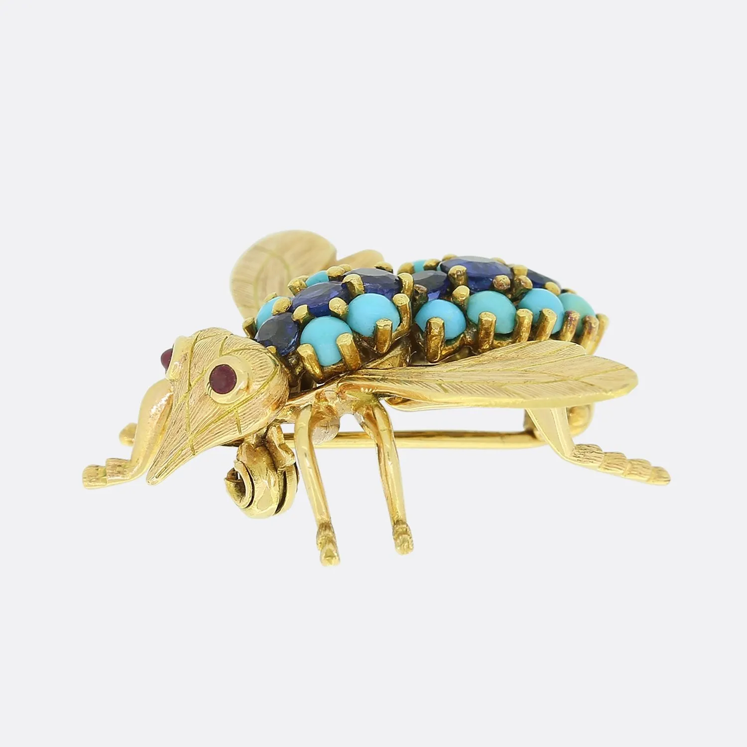 Vintage Sapphire and Turquoise Insect Brooch