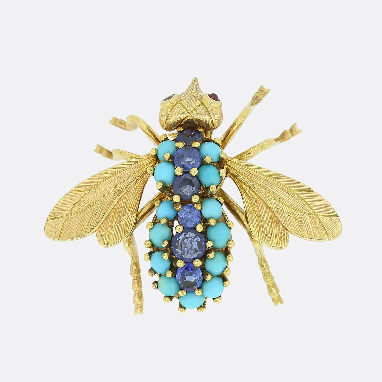 Vintage Sapphire and Turquoise Insect Brooch