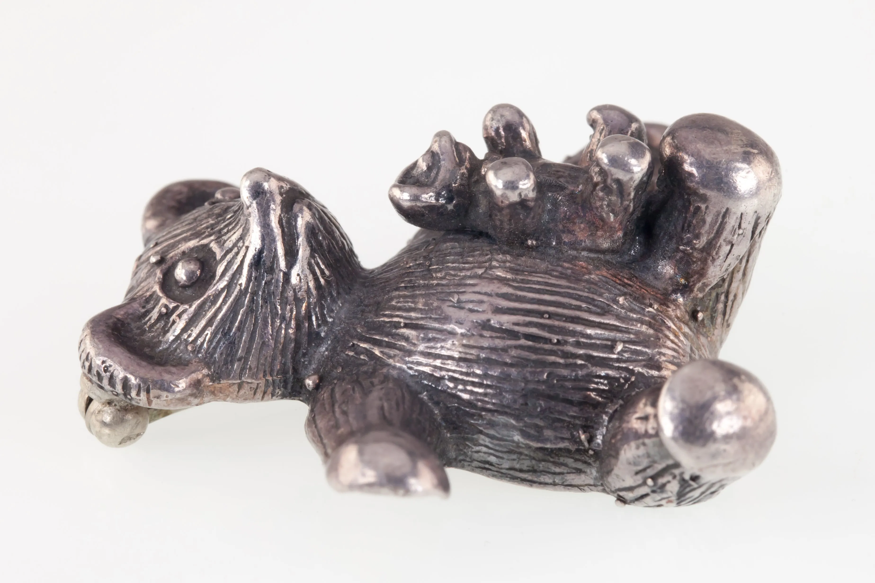 Vintage Sterling Silver Teddy Bear Brooch 15.7gr