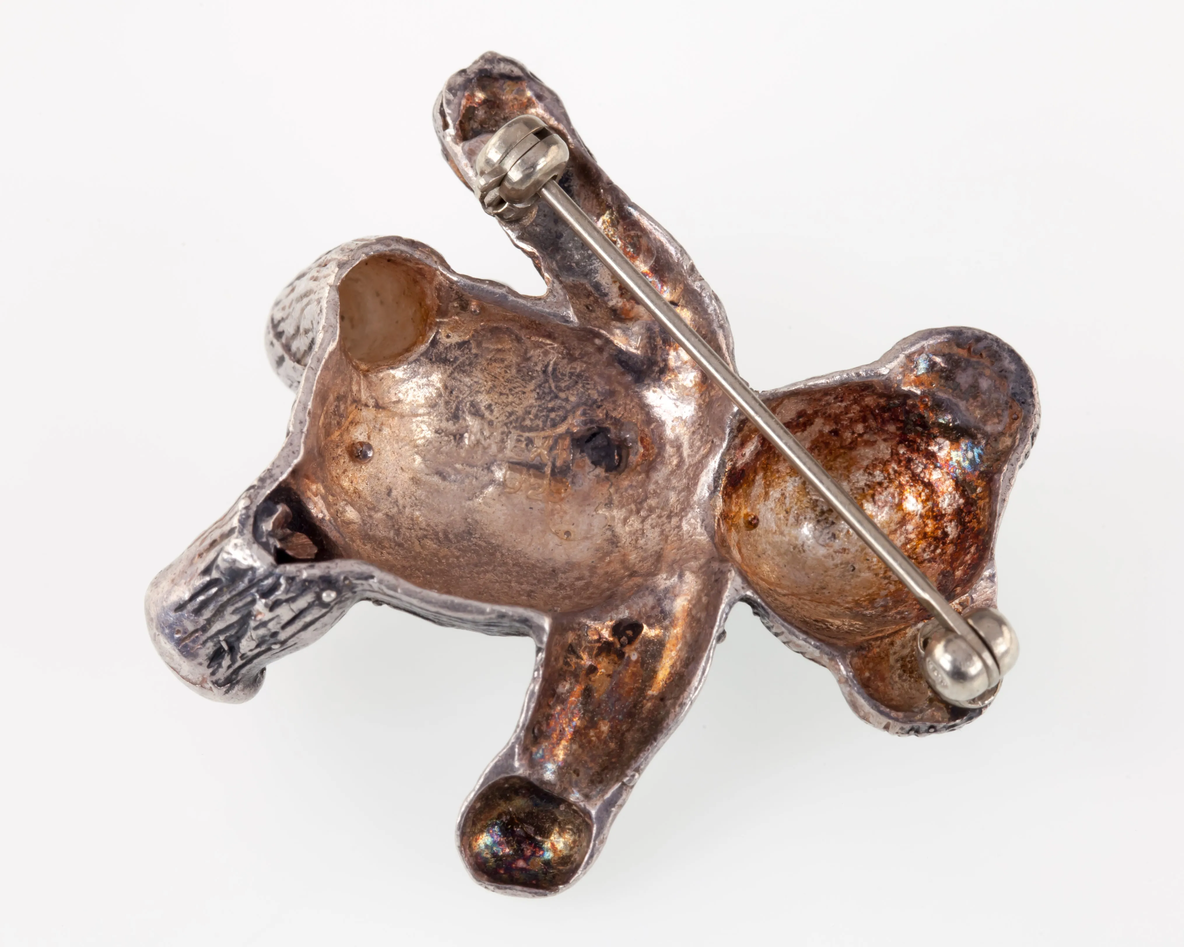 Vintage Sterling Silver Teddy Bear Brooch 15.7gr