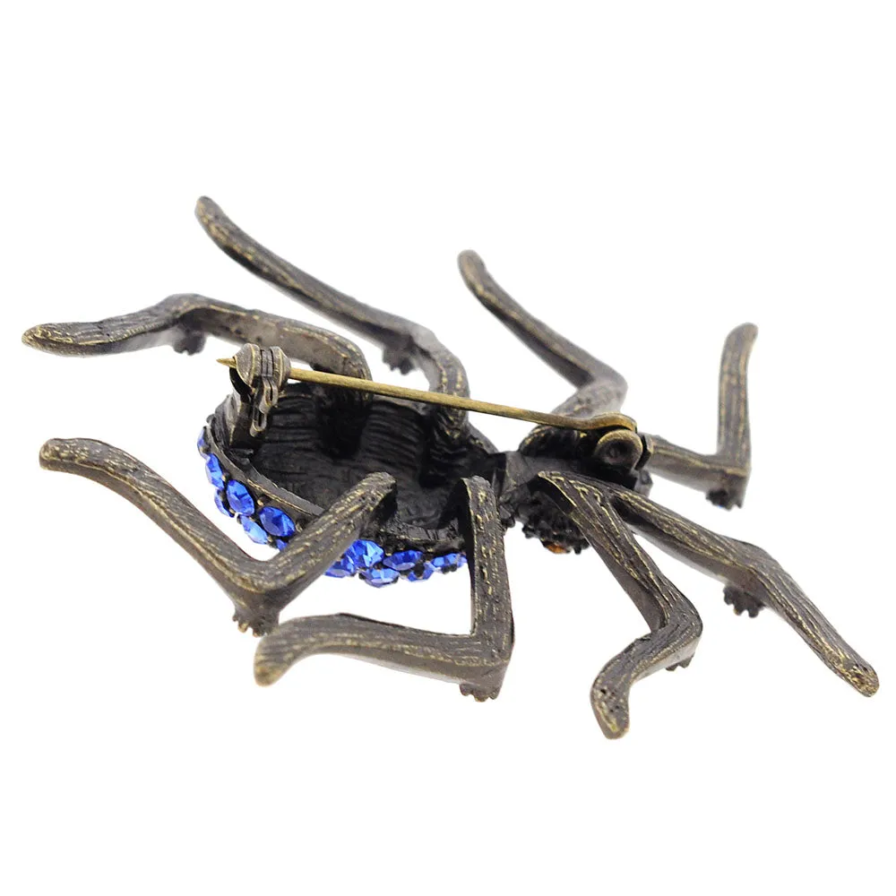 Vintage Style Sapphire Blue Spider Pin Brooch