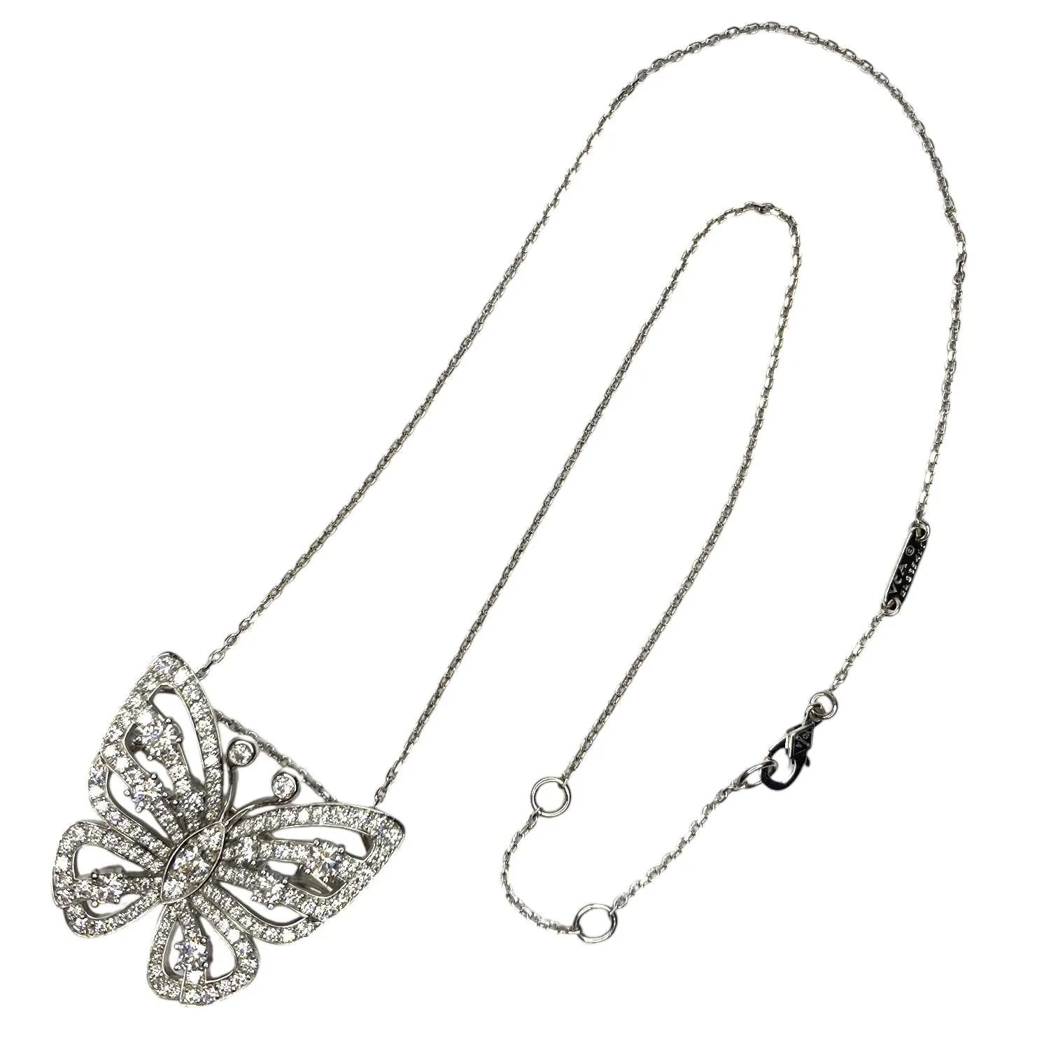 Vintage VAN CLEEF & ARPELS 18K White Gold Butterfly Diamond Pendant Brooch