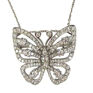 Vintage VAN CLEEF & ARPELS 18K White Gold Butterfly Diamond Pendant Brooch