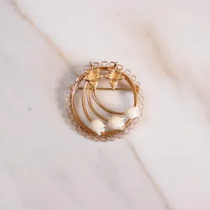 Vintage White Celluloid Tulip Brooch
