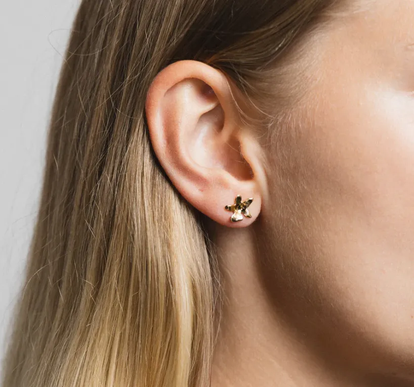 Wolf Circus: Miniature Flower Stud Earrings - 14K Gold Plated