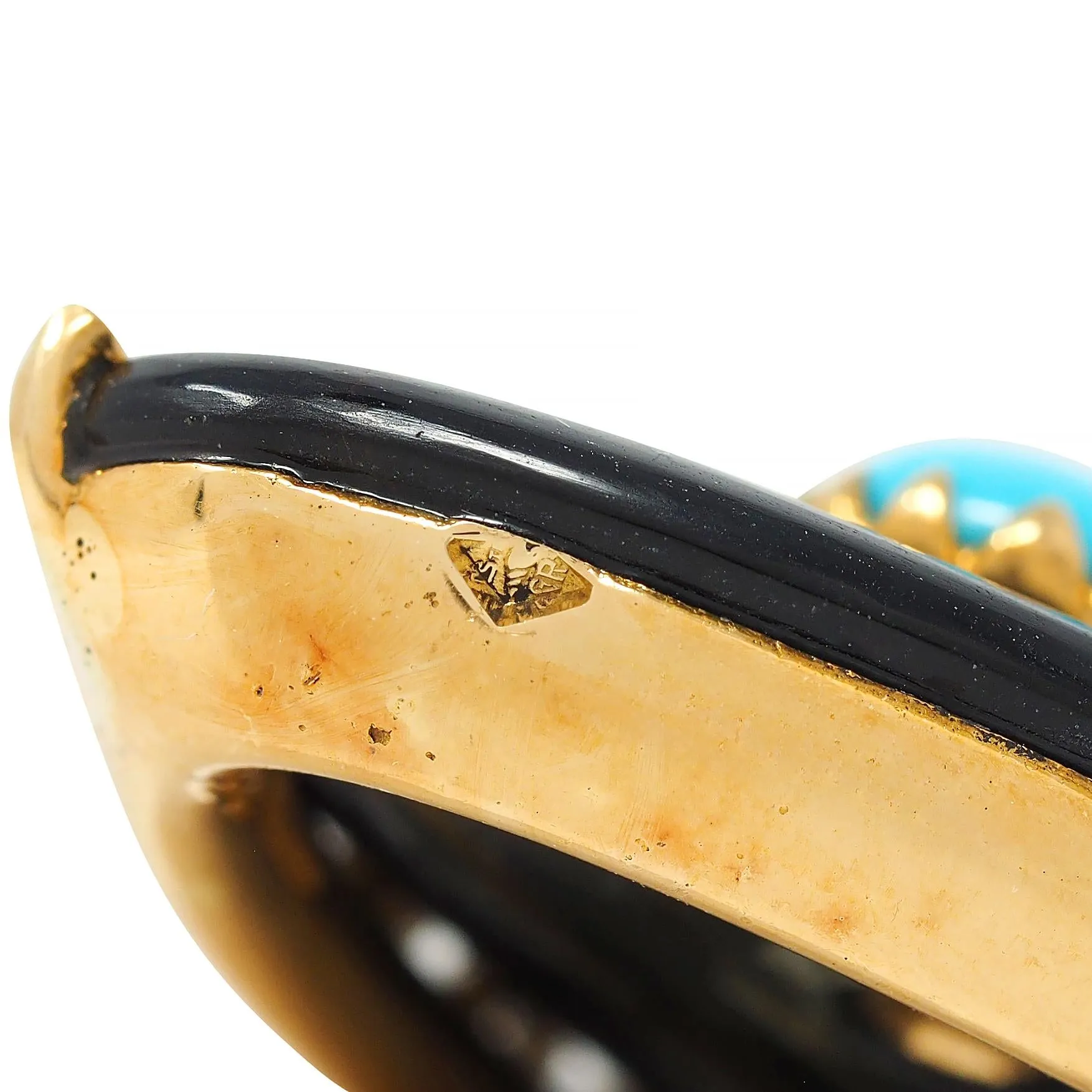 Wolfers French 1970's Diamond Turquoise Labradorite 18 Karat Yellow Gold Vintage Butterfly Brooch