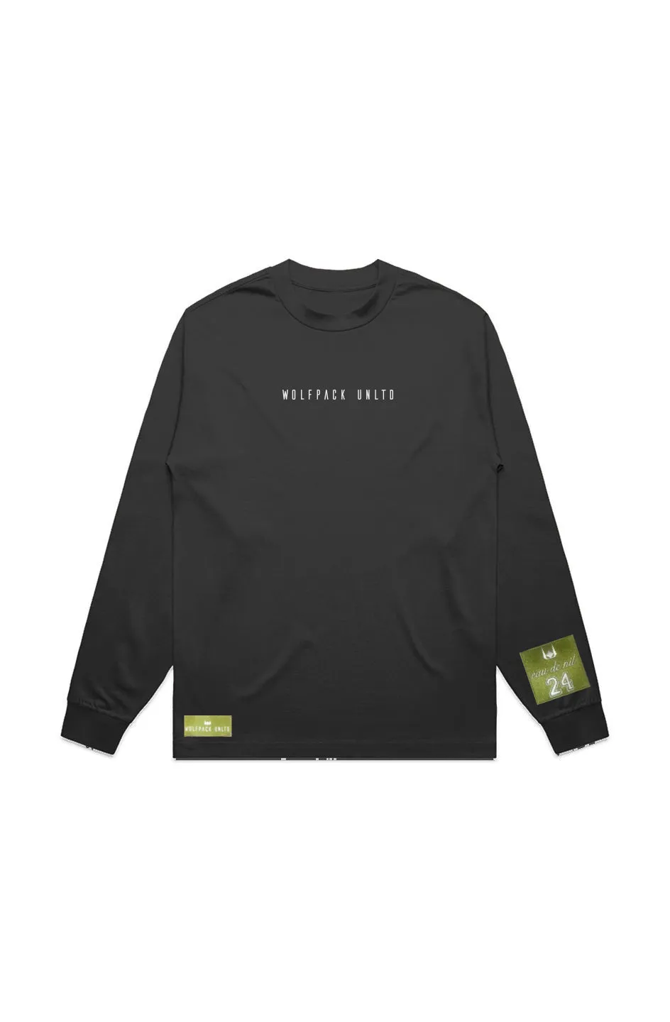 WOLFPACK UNLTD "BOLD STATEMENT" HEAVYWEIGHT OVERSIZED L/S TEXT LOGO | BLACK