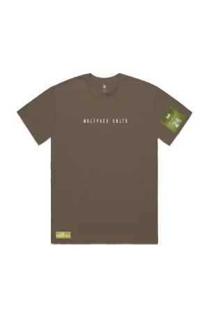 WOLFPACK UNLTD "BOLD STATEMENT" HEAVYWEIGHT OVERSIZED S/S TEXT LOGO | WALNUT BROWN