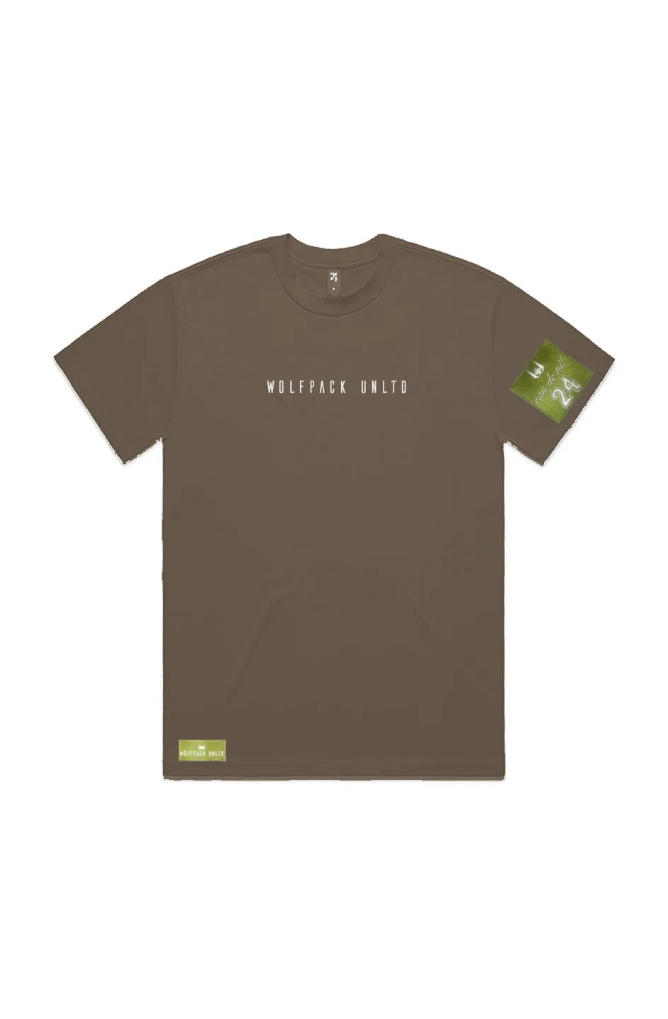 WOLFPACK UNLTD "BOLD STATEMENT" HEAVYWEIGHT OVERSIZED S/S TEXT LOGO | WALNUT BROWN