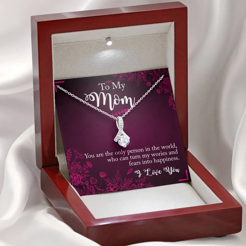 You turn my fears into happiness-Alluring Beauty Solitaire Necklace for Mom